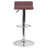 Orozco Contemporary Vinyl Adjustable Height Barstool with Solid Wave Seat and Chrome Base-1098382018