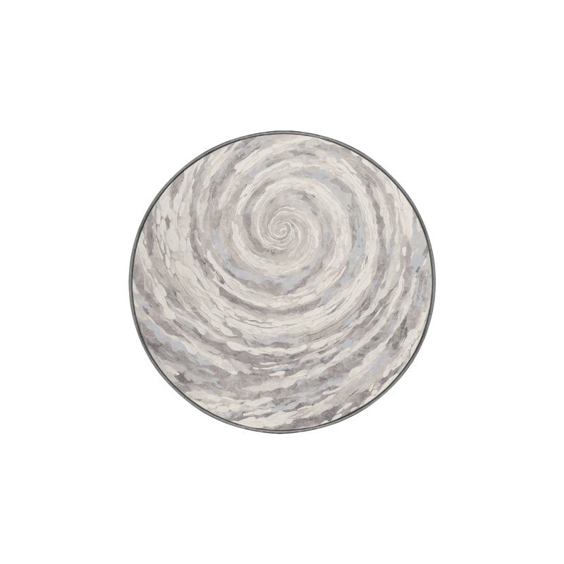 Machine Washable Gray Area Rug, Round 6'