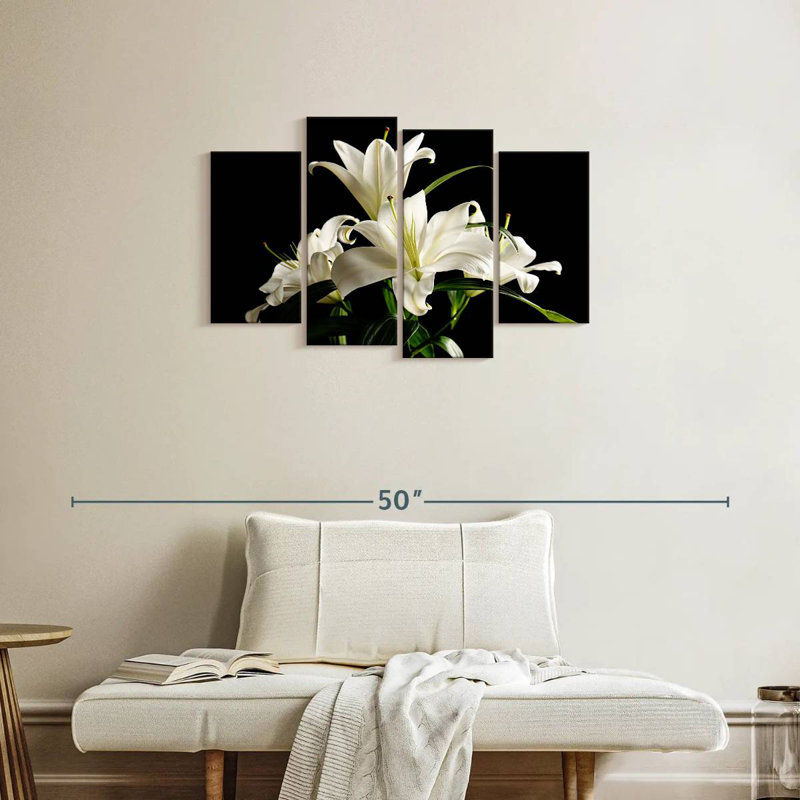 Fleurs de lys blanc Harnek, H 22 po x l 36 po