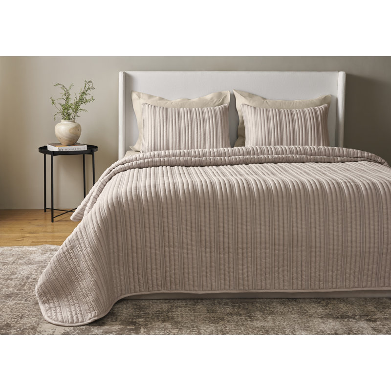 Rib Twin Coverlet Set , Pumice