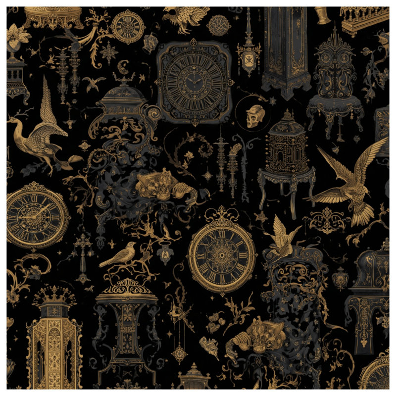 Toile tendue à motif d'horloges ornées, 12 x 12 pouces