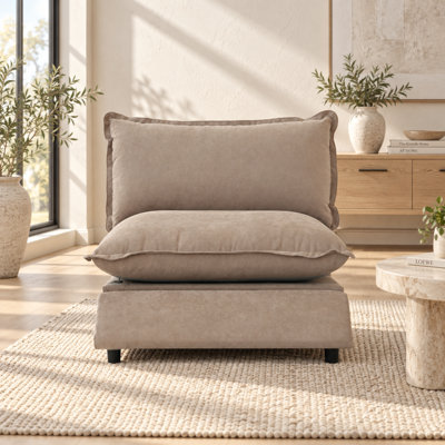 Upholstered Modern Linen Fabric Power Armless Chair