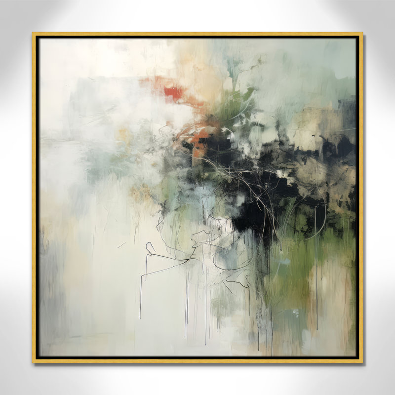 «Green Abstraction I Print» par Irena Orlov, Toile avec cadre, Flotteur doré, L 31,5 po x H 31,5 po