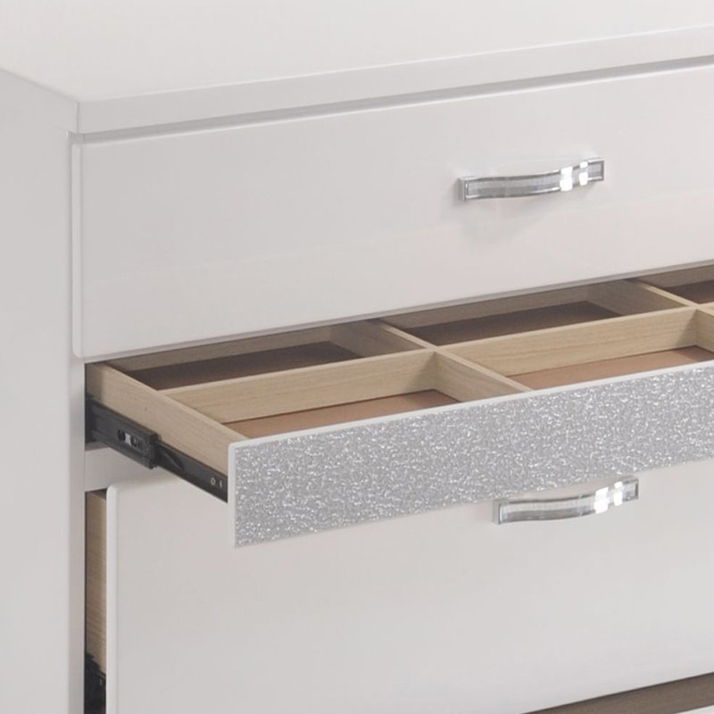 Jubi Tuxedo White High Gloss 6-Drawer Chest