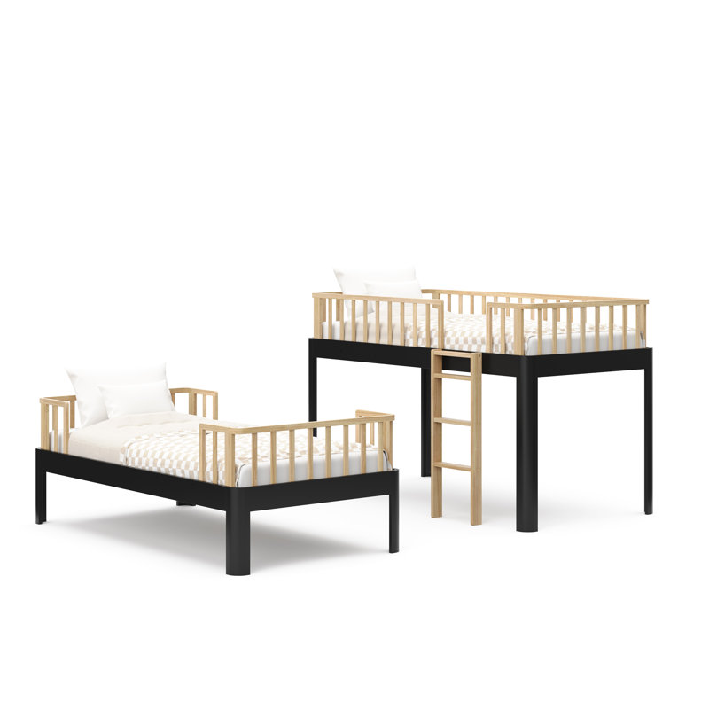 Santos Twin-Over-Twin Bunk Bed, Black/Natural