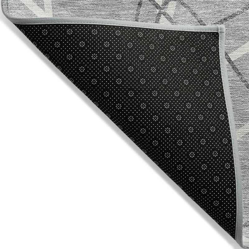 Tapis intérieur / extérieur géométrique lavable gris et ivoire 8 pi x 10 pi