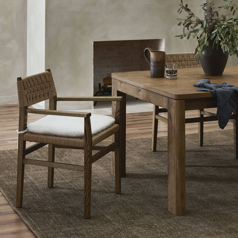 Hamlin Dining Armchair With Cushion-Double Twisted Paper Cord