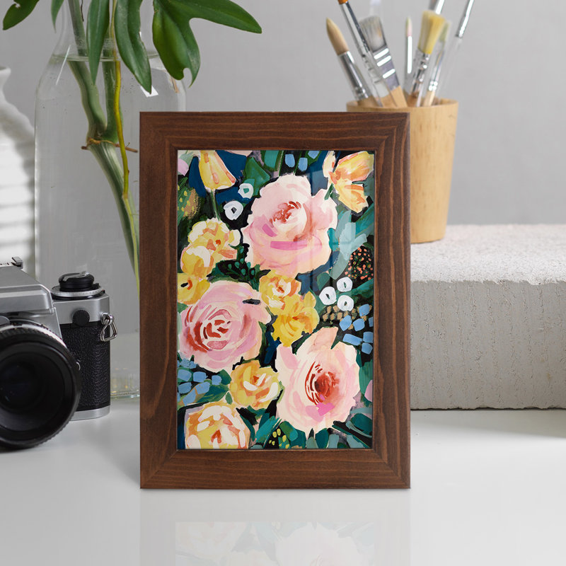 Flower Jumble I " Flower Jumble I ", 8" H x 6" W x 1" D, Chestnut 