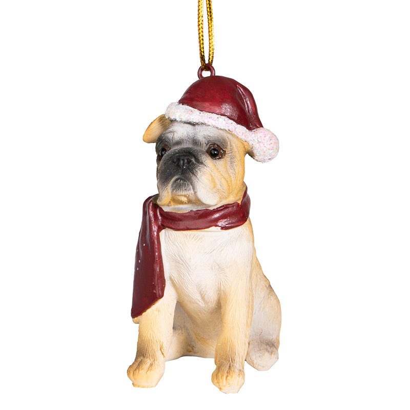 Sculpture bouledogue de Noël