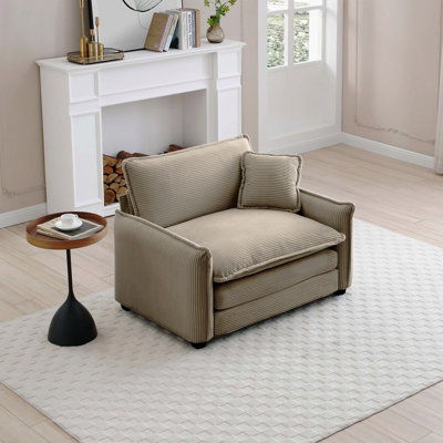 Canapé confortable à assise profonde simple avec un oreiller, adapté au salon et à la chambre à coucher, club plusieurs occasions, velours côtelé