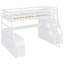 Lit mezzanine double - blanc, 7 tiroirs, 2 tablettes et bureau, trois choix de couleurs, style harmonie pour chambre à coucher,