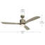 Ventilateur de plafond à 3 pales 52 po Ridley avec commande murale et ensemble d'éclairage inclus Ridley