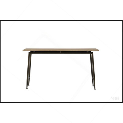 Modern White Oak Veneer End Table with Metal Base – Wheat Finish
