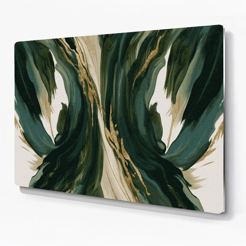 «Lyrical Abstraction 91», art mural en métal vert, H 12 po x l 18 po