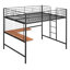 Lit mezzanine double en métal avec bureau et grille en métal, noir