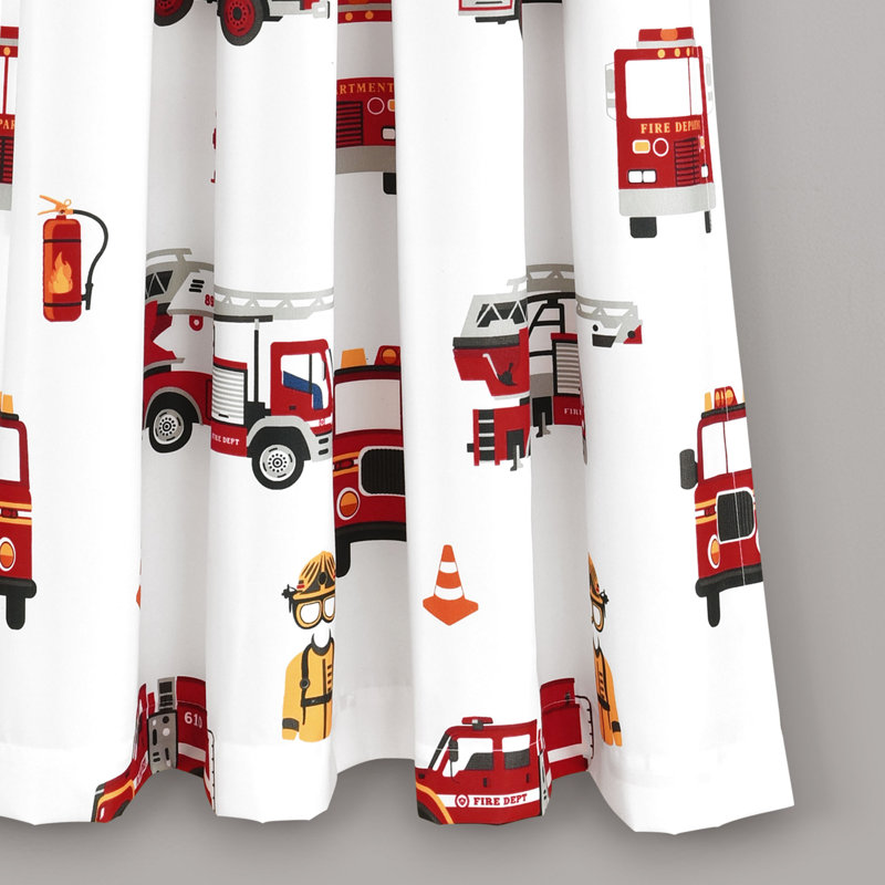 Lush Decor Fire Truck Room Darkening Curtain Panels Pair Drapes (Set of 2)