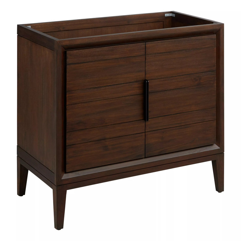 Java Brown Teak Freestanding Single Bathroom Vanity with Squared Legs