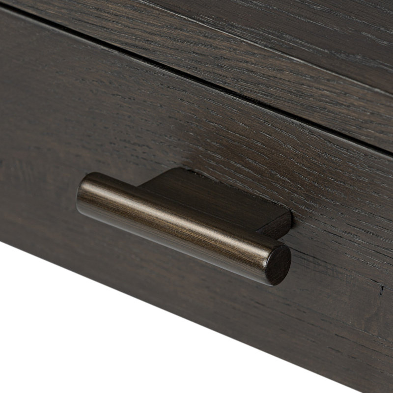 Glenview Solid Wood Writing Desk, Smoked Black Oak