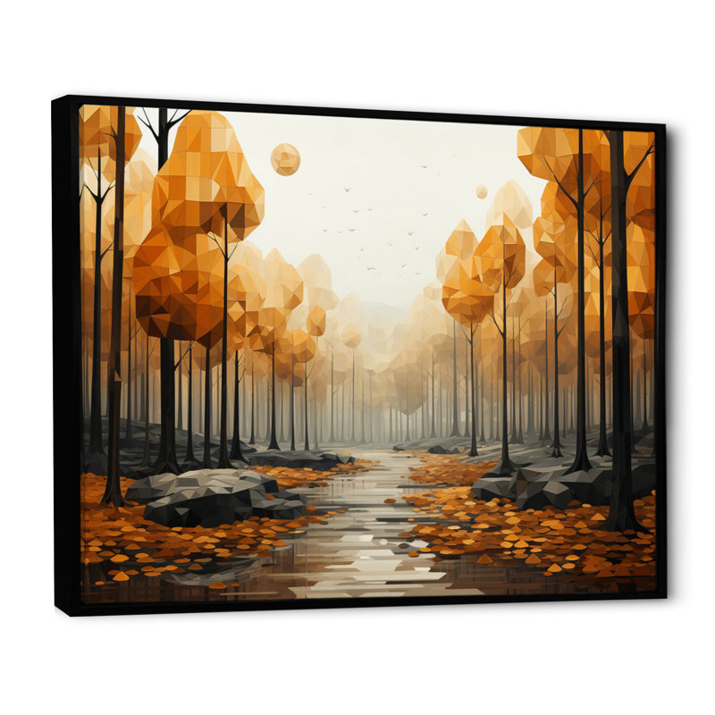 Besjana «Bold» jaune et gris forêt II - impression, 30" H x 40" W, Cadre flottant noir