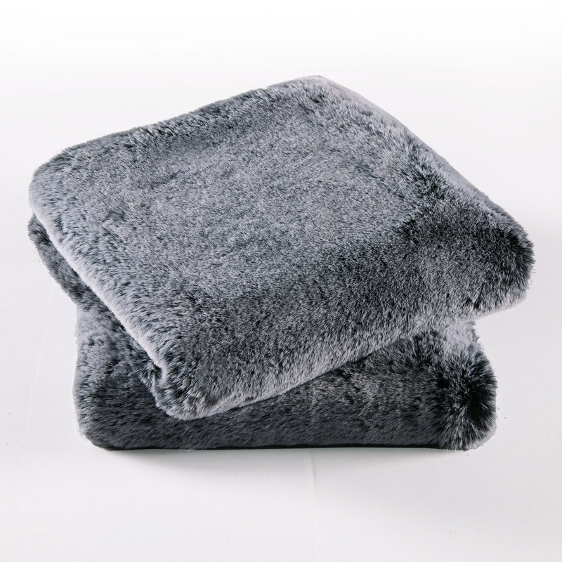 Heavy Faux Fur Throw Pillow Cover, Black, 20' H x 20' W