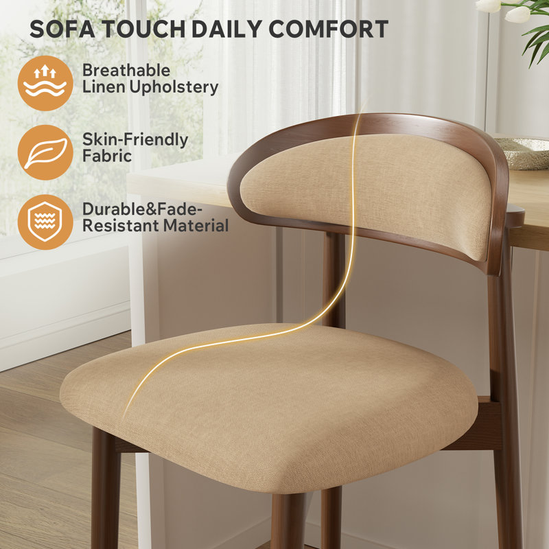 Chaise rembourrée en bois massif avec repose-pieds - Chaise d'appoint élégante et confortable, 4, Beige