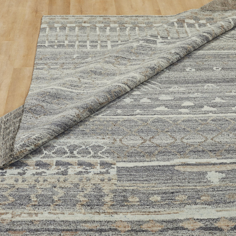 Nomad Haven Wool Hand Knotted Area Rug in Slate Sand, 8' x 10'