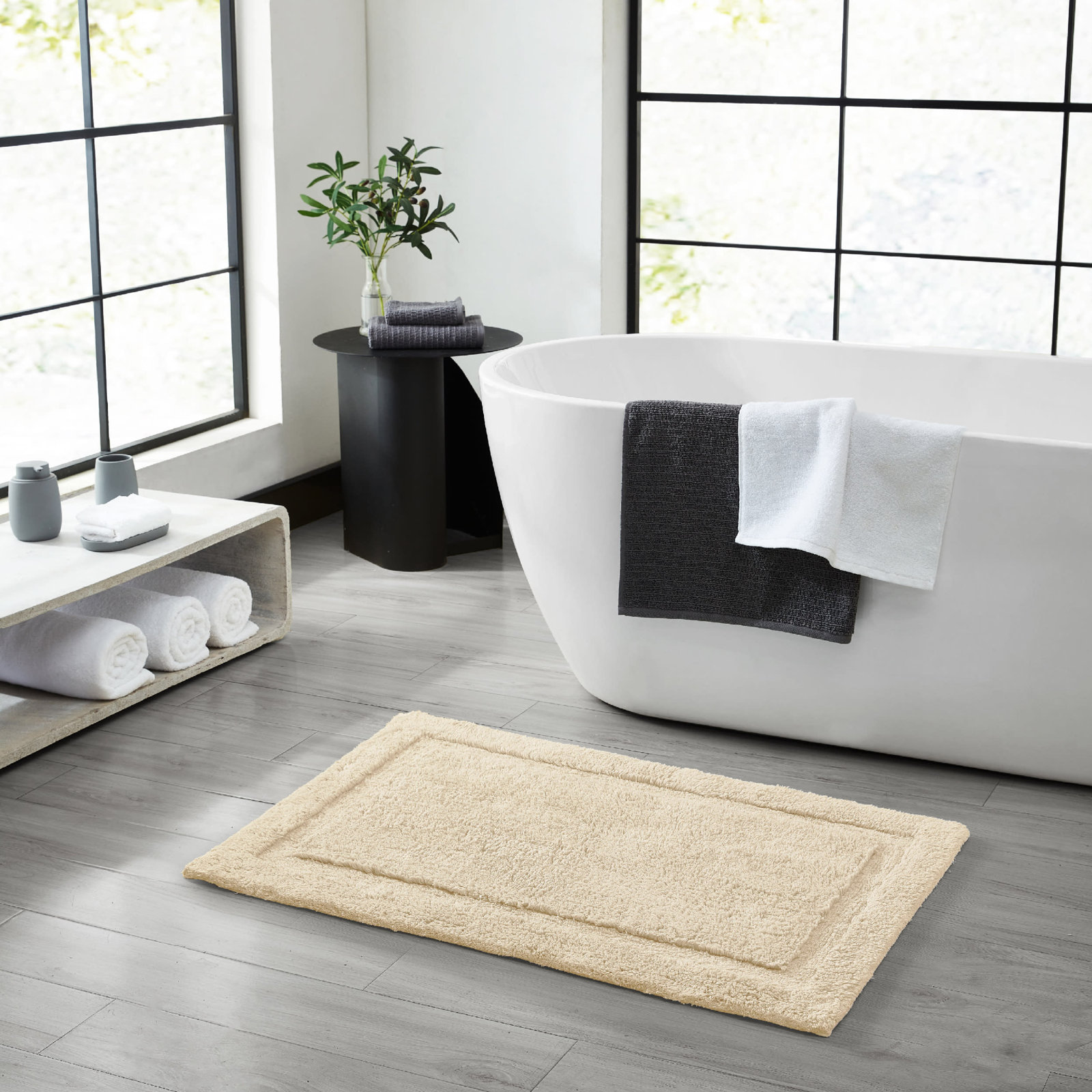 Rane Plush Cotton Bath Mat, 20"W x 32"L, Beige