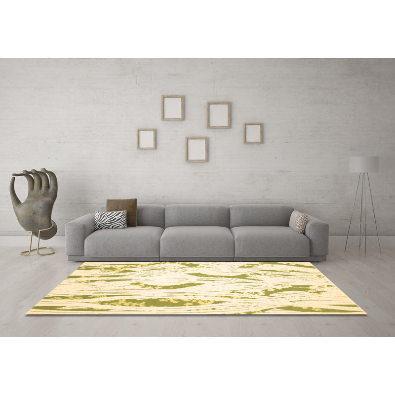 Washable Abstract Indoor Rug, Square 4'