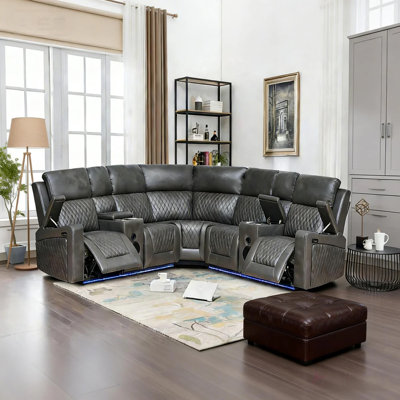 Fauteuil inclinable électrique de luxe en cuir avec porte-gobelet