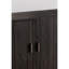 Buffet rustique en pin noir avec base en bois récupéré et acier inoxydable, parfait pour les espaces modernes et traditionnels