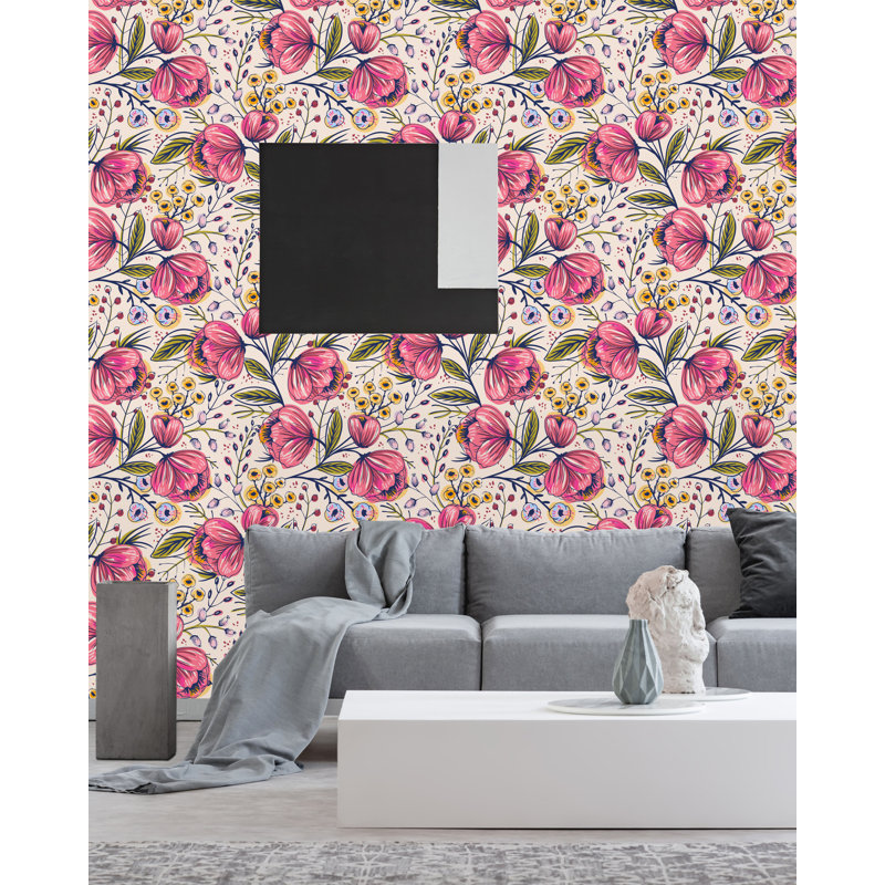 Rouleau de papier peint Pontiac Poppy Flowers, L 16,67 po x l 25 po