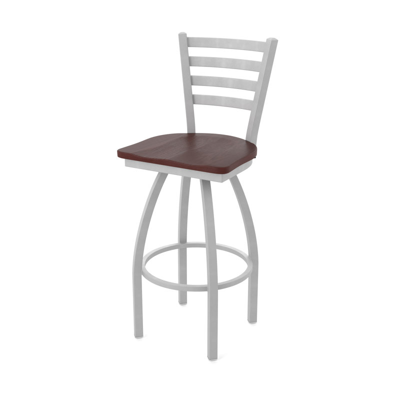 Tabouret pivotant Jackie, Nickel anodisé, Bois - Chêne cerisier foncé, Très grand (siège d'une hauteur de 36 po)