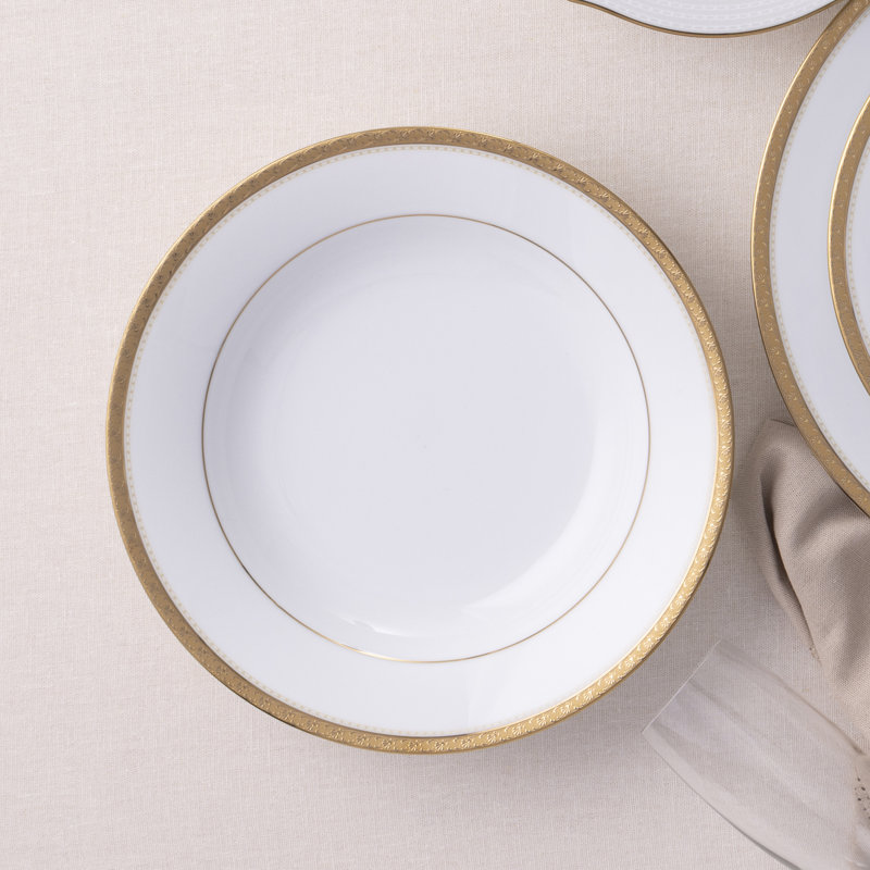 Noritake Charlotta Soup Bowls, 7-1/2", 12 oz., Gold