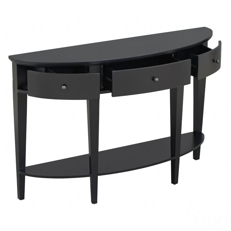 Canapé console en bois demi-lune moderne avec 3 tiroirs et 1 tablette pour le couloir, l'entrée et le salon