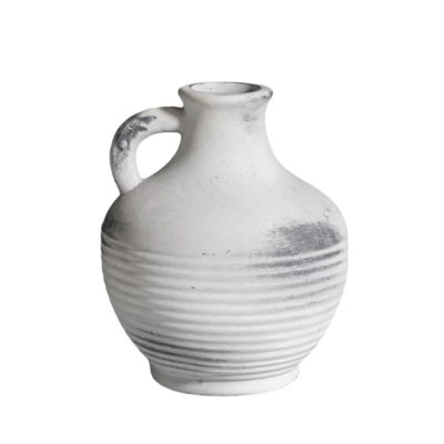 Rustic Farmhouse Ceramic Vase with Handle, 6-Inch