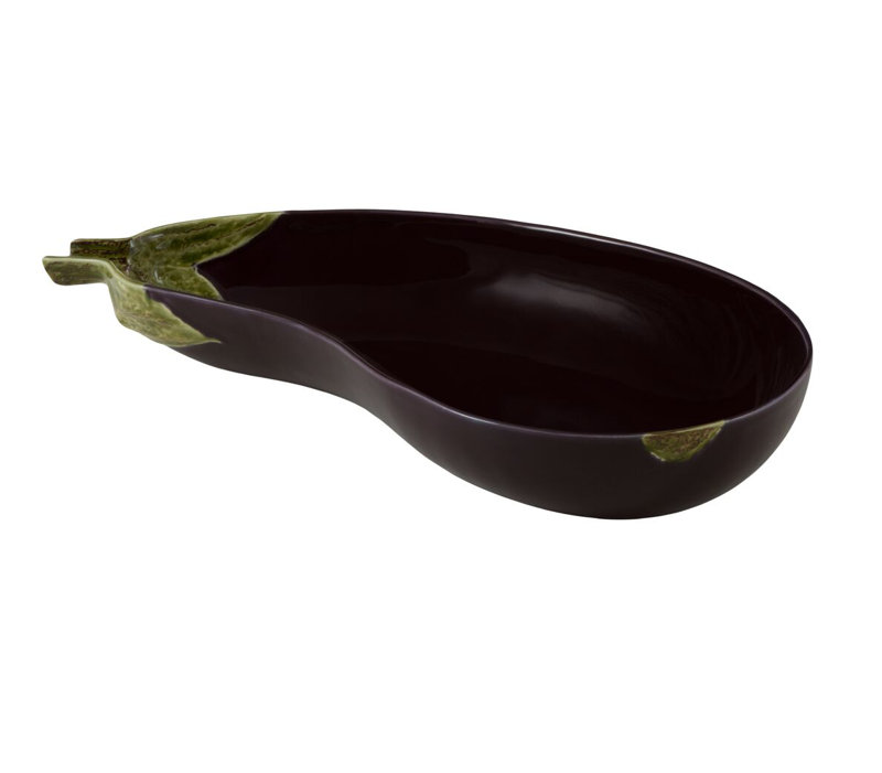 Bordallo Pinheiro Eggplant Ceramic Salad Bowl, 8.66"