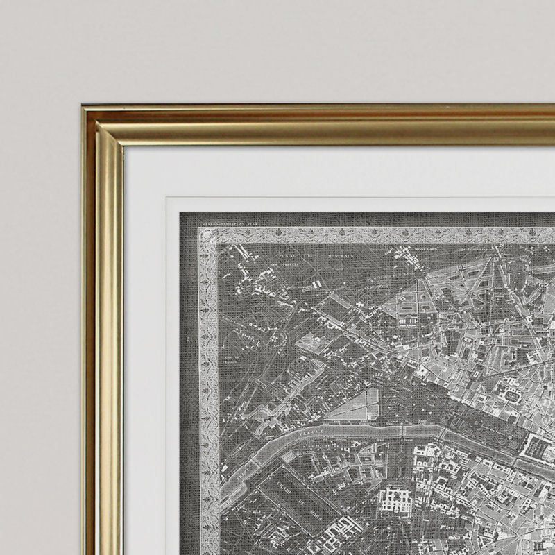 « rétro paris map map », impression, Or, H 20 po x l 24 po x P 1,5 po