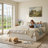 Wooden Platform Bed Frame with Lift Up Storage, Queen, Rustic Off White-204592588-204592589