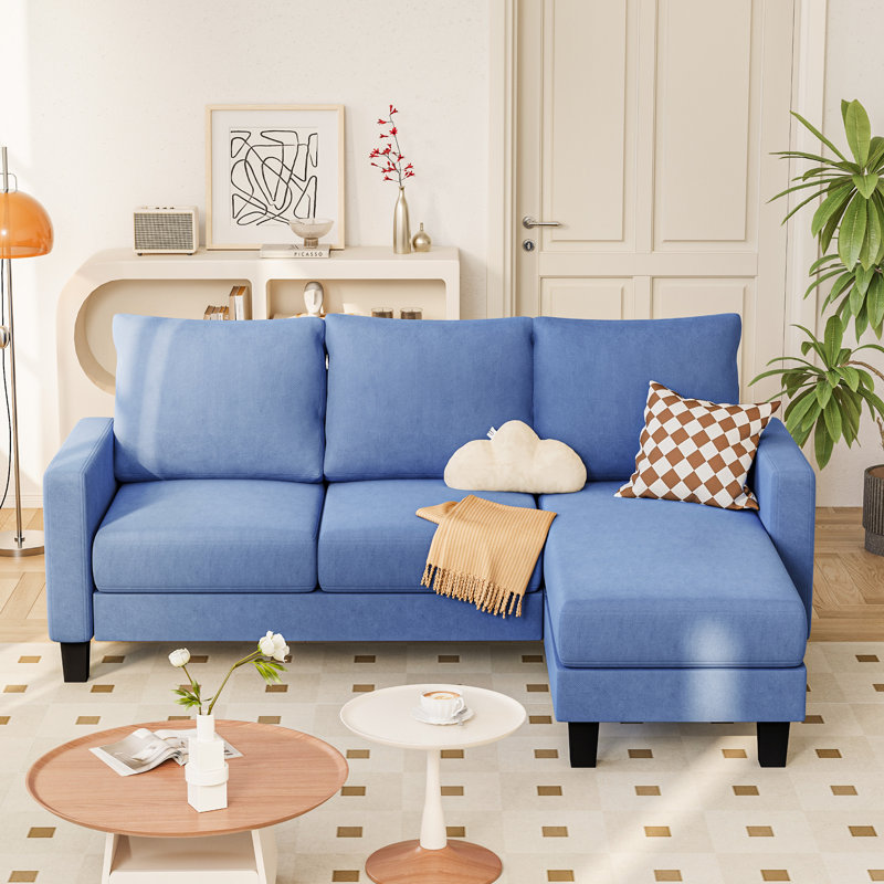 70.8" L-Shaped Sectional Couch with 3 Seats, Modern Upholstered Sleeper Sofa Couch, Blue