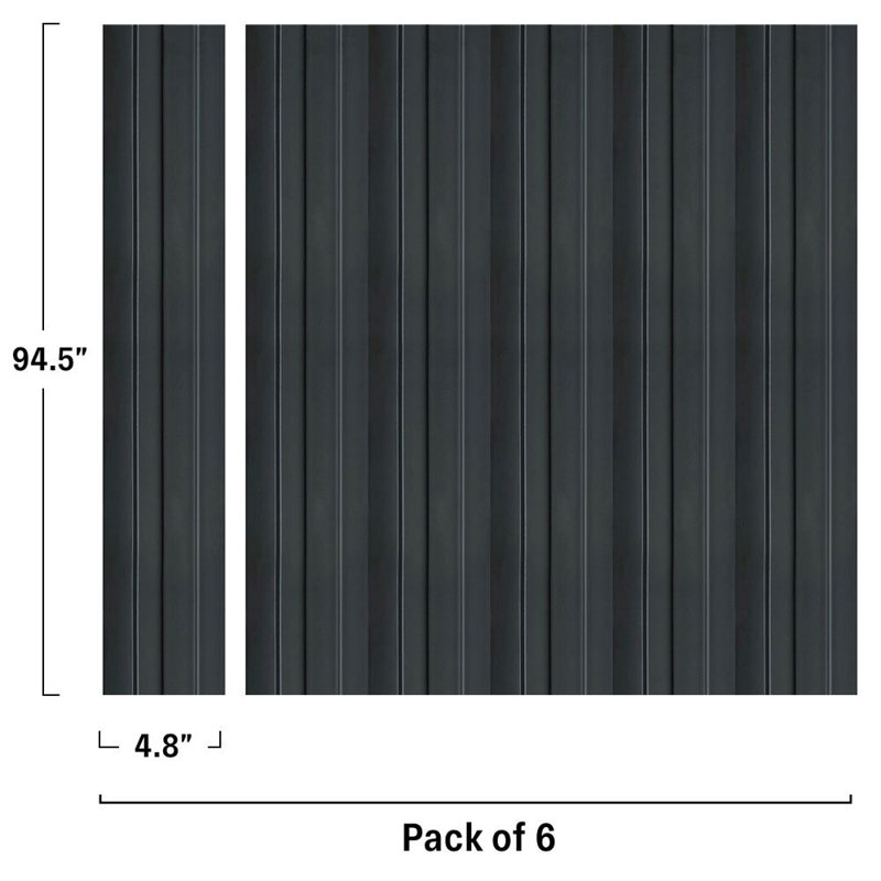 Panneaux muraux Concord | PS | Imperméable | 94,5 po x 4,8 po chacun | 17,7 pieds carrés, Noir