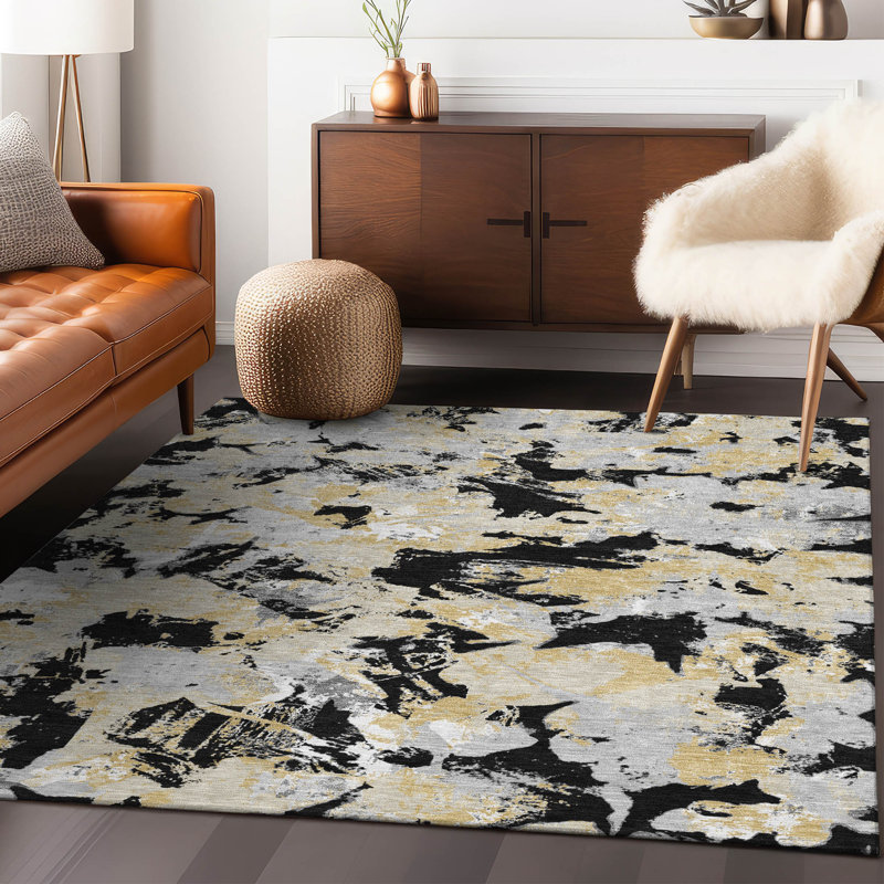 Malek Indoor/Outdoor Area Rug with Non-Slip Backing, Rectangle 3' x 5'