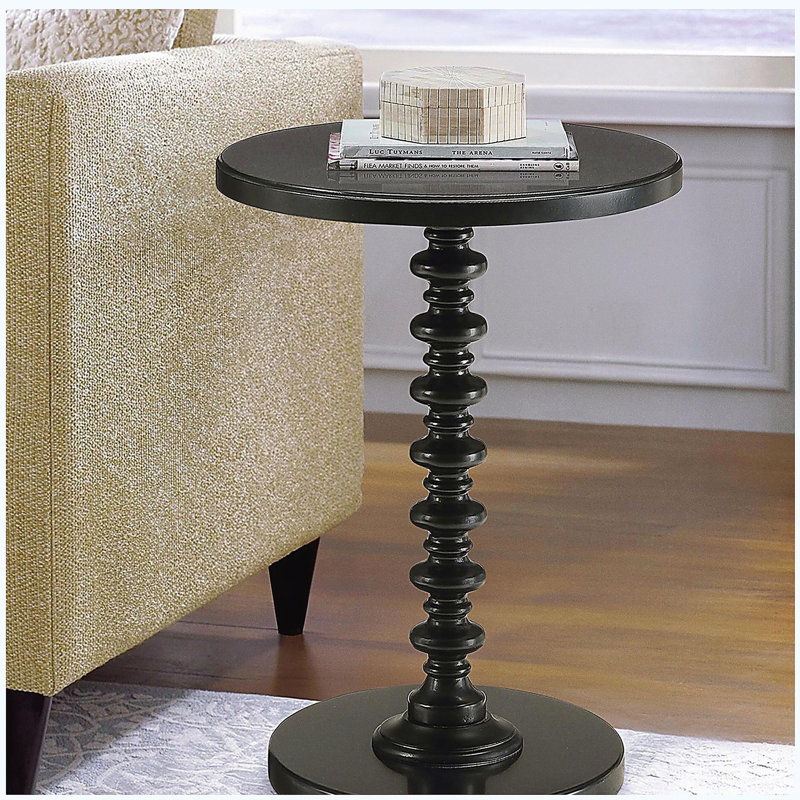 Table d'appoint ronde noire en bois, Noir