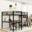 Loft Bed With LED Lights, Storage Shelves, Desks And Charging Stations
