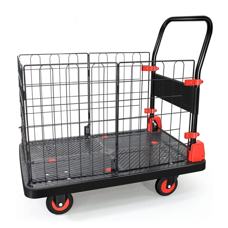Folding Hand Truck Cage Cart, 35.4" H x 23.4" W x 35" D