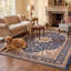 Tapis en basalte à médaillon traditionnel, style persan, bleu marine, ivoire, or, vert et rose, lavable à la machine, antidérapant, à poils courts, pour l'intérieur et l'extérieur, adapté aux animaux domestiques, idéal pour le salon, la chambre, la salle à manger, l'entrée, le couloir ou le bureau.-296714606