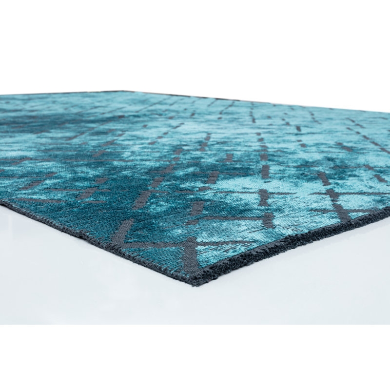 Rapture Teal Abstract Luxury Area Rug, Rectangle 7'10" x 11'2", Blue Teal