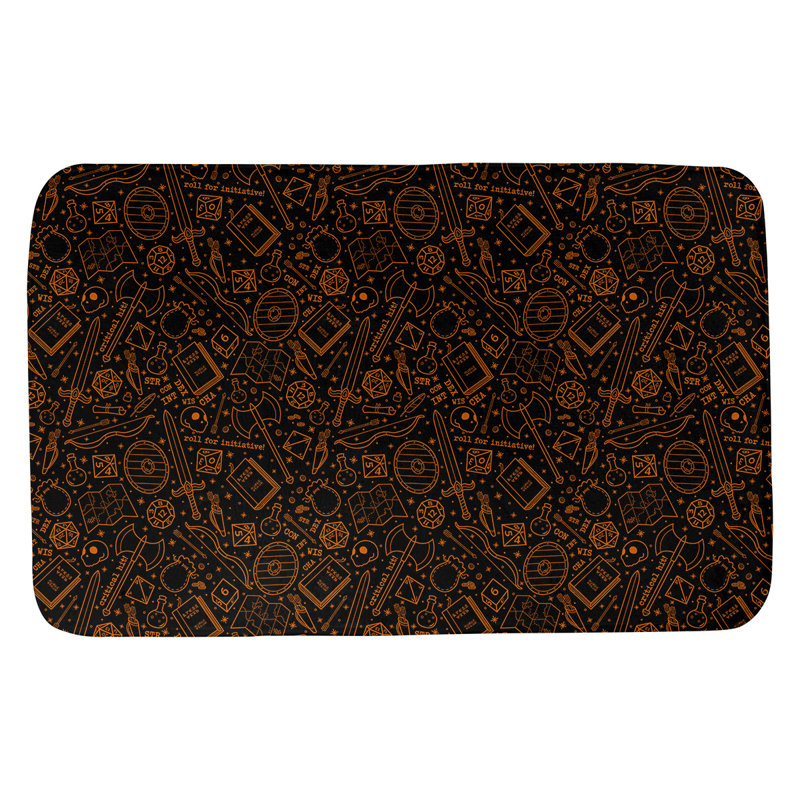 Tapis pour salle de bain rpg Leffel, l 17 po x L 24 po, Noir / Orange