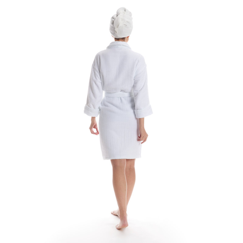 Uchino Waffle White Bath Robe 27 x 52 White