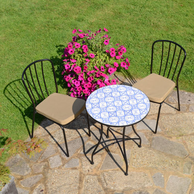 NASSAU BISTRO 60cm Mosaic Table with Milan Chair Garden Set