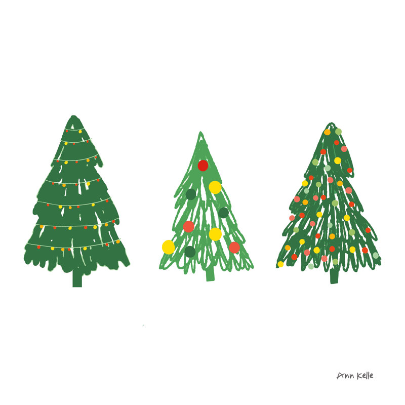 «Kelene Trees On White On Canvas» par Ann Kelle, reproduction, H 20 po x l 20 po